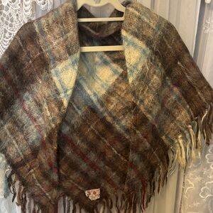 Vintage Glen Cree Scottish Mohair Plaid Wool Shawl Scarf